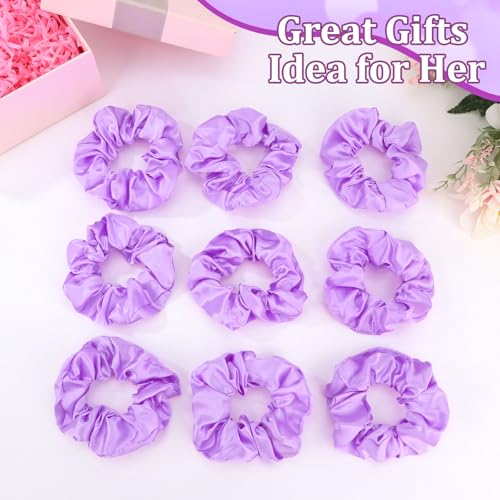 Semato 16 Pcs Satin Scrunchies Bridesmaid Proposal Gifts Hair Ties Scrunchies for Women Girls Bachelorette Party Favors (Lavender) - color: lavender