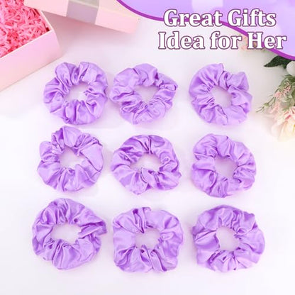 Semato 16 Pcs Satin Scrunchies Bridesmaid Proposal Gifts Hair Ties Scrunchies for Women Girls Bachelorette Party Favors (Lavender) - color: lavender