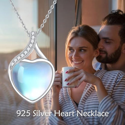 YAFEINI 925 Sterling Silver Moonstone Necklace Filigree Teardrop Pendant Necklace Jewelry for Women Girls - color: WW-Moonstone Cubic Zirconia Necklace