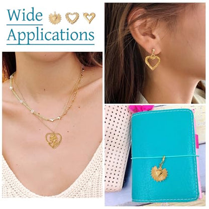 Craftdady 11Pcs Stainless Steel Tiny Heart Charms 18K Gold Plated Sweet Love Heart with Sunflower Charm Bulk for Jewelry Making Charms Christmas Valentine Day Gift Craft Supplies（Golden）