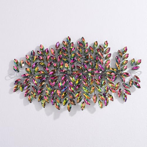 Bridal Rhinestone Hair Comb Large Rhienstone Wedding Headpiece Handmade Crystal Hair Comb for Bride Wedding Hair Accessories for Women (multi) - color: multi