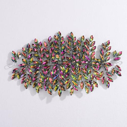 Bridal Rhinestone Hair Comb Large Rhienstone Wedding Headpiece Handmade Crystal Hair Comb for Bride Wedding Hair Accessories for Women (multi) - color: multi