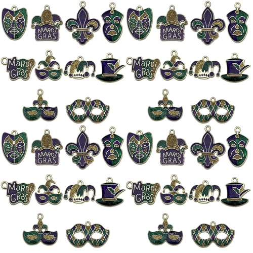 Youdiyla 20pcs Alloy Enamel Martini Grasse Carnival Mardi Gras set Pendant Jewelry Making DIY Keychain Earrings Pendant Various Design Charms for Jewelry Making Bracelets Necklace (SN1102) - color: SN1102