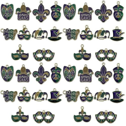 Youdiyla 20pcs Alloy Enamel Martini Grasse Carnival Mardi Gras set Pendant Jewelry Making DIY Keychain Earrings Pendant Various Design Charms for Jewelry Making Bracelets Necklace (SN1102) - color: SN1102