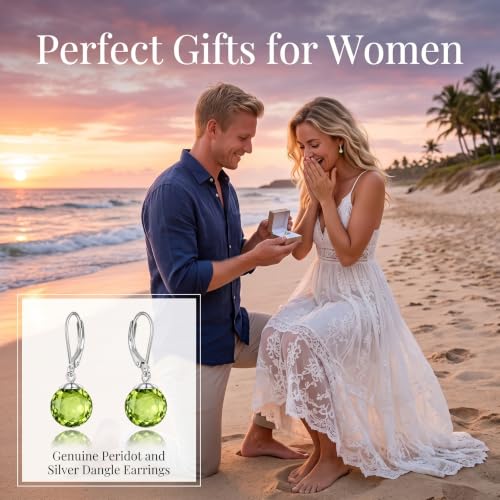 Pearl Leverback Earrings for Women Dangle Round Gemstone Earrings Birthstone Jewelry Gift Anniversary for Her - color: 08 August birthstone