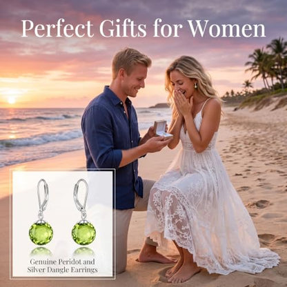 Pearl Leverback Earrings for Women Dangle Round Gemstone Earrings Birthstone Jewelry Gift Anniversary for Her - color: 08 August birthstone