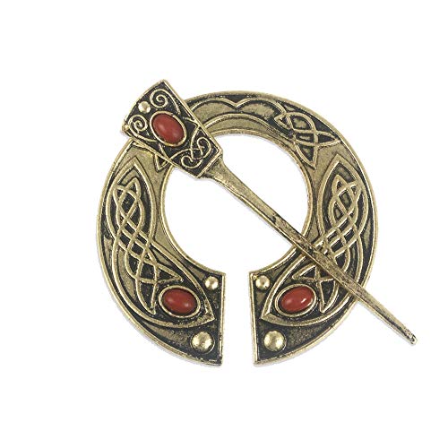 Vintage Viking Brooch Pin Lapel for Women Men Cloak Scarf Shawl Buckle Clasp Pin Brooches Penannular Brooch and Pin Sets Jewelry - color: 07 Gold
