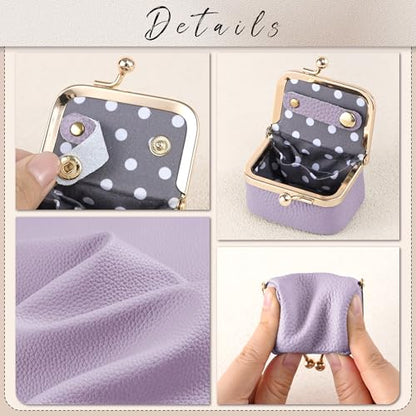 Zivyes Mini Jewelry Box Travel Small Coin Purse Organizer Case Genuine Leather Tiny Size (Light Purple) - color: Light Purple-Tiny