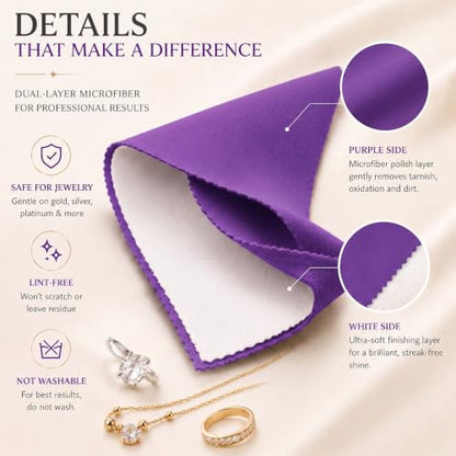 Bonison 4 Pack Large Silver Polishing Cloth – 10"x12" Jewelry Cleaning Cloth & Multi-Layer Jewelry Polishing Cloth for Silver, Gold, Diamond, Platinum, Coins, Watches, Gemstones (Purple) - color: Set of 4 Cloths (Purple)