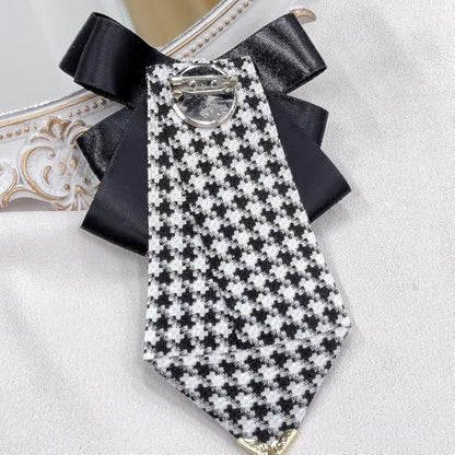 Men's Teardrop Rhinestone Bow Pre-Tied Brooch for Unisex Elegant Crystal Satin Fabric Houndstooth Ribbon Neck Tie Brooches Lapel Pins Wedding Prom Party Costume Bow Tie - color: Black
