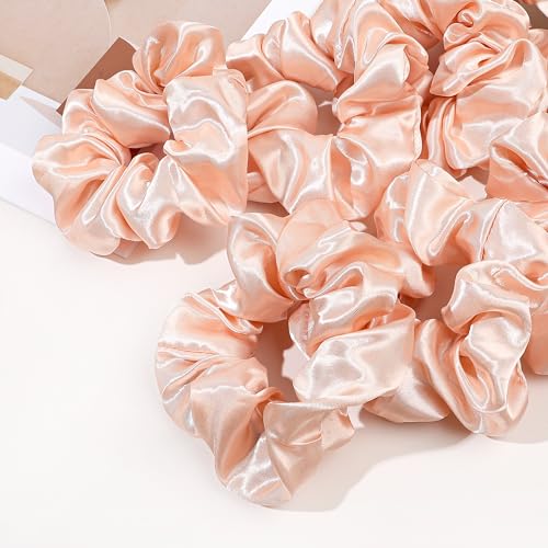 Ivyu 16 Pcs Satin Hair Scrunchies for Women Hair Ties Bands, Hot Pink, Perfect for Thick Curly Hair, No Crease Hair Ties No Damage, Fit for All Kinds of Hair, Excellent Stretch Elastic Band - color: Hot Pink