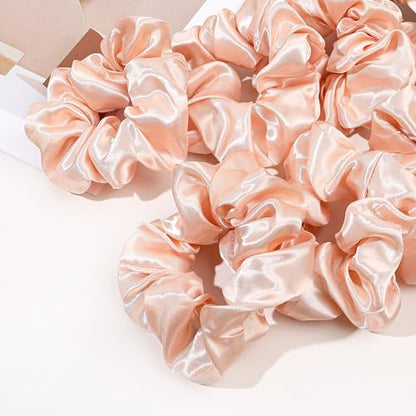 Ivyu 16 Pcs Satin Hair Scrunchies for Women Hair Ties Bands, Hot Pink, Perfect for Thick Curly Hair, No Crease Hair Ties No Damage, Fit for All Kinds of Hair, Excellent Stretch Elastic Band - color: Hot Pink