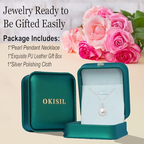 Pearl Necklace for Women, 11-11.5mm Single Freshwater Cultured Pearl Pendant, 18K Gold Plated 925 Sterling Silver Jewelry, Genuine Premium AAA Top Grade Real Pearl, Anniversary Christmas Birthday Gifts for Women Mom Wife - color: White Gold