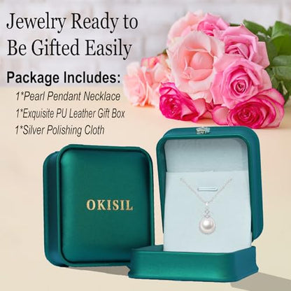 Pearl Necklace for Women, 11-11.5mm Single Freshwater Cultured Pearl Pendant, 18K Gold Plated 925 Sterling Silver Jewelry, Genuine Premium AAA Top Grade Real Pearl, Anniversary Christmas Birthday Gifts for Women Mom Wife - color: White Gold
