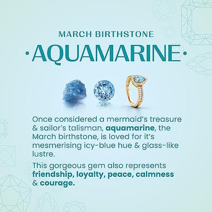 Angara Natural Aquamarine Pendant for Women | Round Aquamarine Three Stone Pendant Necklace in 14K Solid Gold/Platinum With 18" Chain | March Birthday, Anniversary, Gemstone Jewelry Gift