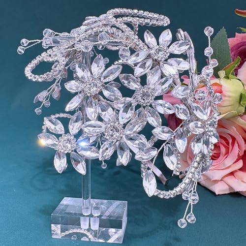 Rhinestone Bride Headband, Wedding Headpiece for Brides, Bridal Hair Accessories(Silver) - color: Silver