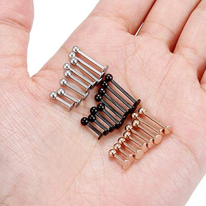 Labret Barbell 24PCS Monroe Lip Barbell Ring Helix Earring Tragus Cartilage Studs Surgical Steel Piercing Jewelry for Women Men 20-12G - color: B: 24pcs 16gauge