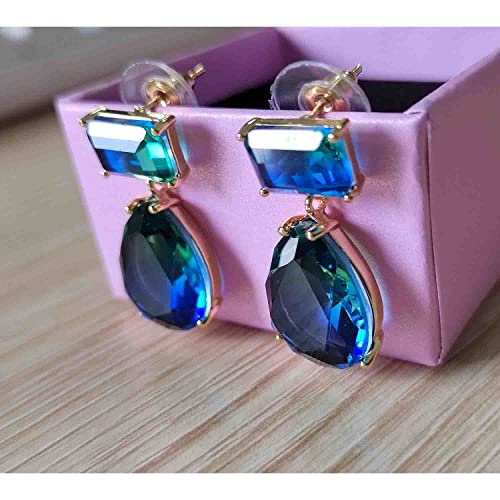 Crystal Earrings CXUEMH Teardrop Earrings for Women Blue and Green Dangle Earrings Elegant Earrings for Prom Emerald Green Earrings Formal Jewelry Crystal Drop Earrings - color: Style B