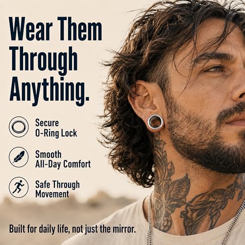 BodyJ4You 36PC Ear Gauge Stretching Kit 00G-25mm - Big Gauges for Ears | Dead Stretching Lobe Plug Expander - Stainless Steel Single Flare Flesh Tunnels - Solid Acrylic Piercing Tapers Men Women - color: Black, Silvertone