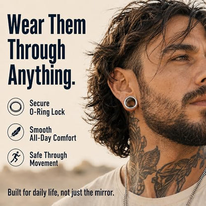 BodyJ4You 36PC Ear Gauge Stretching Kit 00G-25mm - Big Gauges for Ears | Dead Stretching Lobe Plug Expander - Stainless Steel Single Flare Flesh Tunnels - Solid Acrylic Piercing Tapers Men Women - color: Black, Silvertone