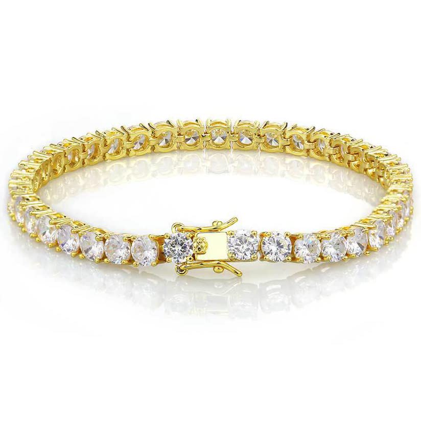 Michooyel Tennis Bracelet Iced Out Bracelet Prong-Setting 5A Cubic Zirconia Bracelet for Women 3mm 4mm 5mm 6mm, 6/7/8/9 Inches - color: Yellow Gold, size: 8 Inches, style: 3MM