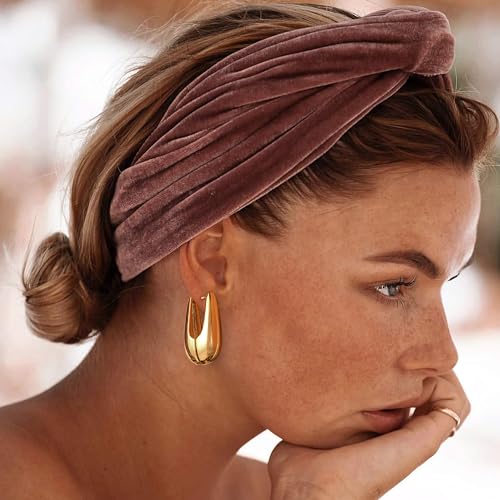 SHERLOVE Chunky Knot Gold Earrings Women Statement Drop Dangle Earrings | 14K Gold Plated Hypoallergenic Lightweight,Trendy Dainty Elegant Cute,Women Gold Jewelry Fashion Accessories Gifts - color: Square Hoop Gold