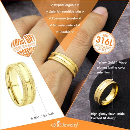 555Jewelry 4mm Sandblast Stainless Steel CZ Wedding Band Ring for Women & Men - color: Gold Style 8