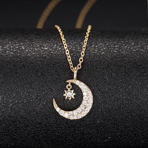 Luxury Moon Star Pendant Necklace for Women Noble Sweet Party Jewelry - color: Gold Color