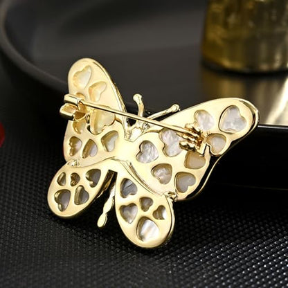 HETICA Animal Brooch for Women, Funny and Cute Flower Brooch Safety Pins Clothing Backpack Hat Decoration Enamel Pins Fashion Women Brooches and Pins Jewelry - style: Mother-of-Pearl Butterfly