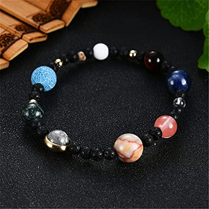 ONLYJUMP Planet Bracelet Solar System Universe Galaxy Bracelet Handmade Natural Stone Bead Bracelet String Adjustable Astronomy Gifts Bangle for Women Men - color: Planet 1