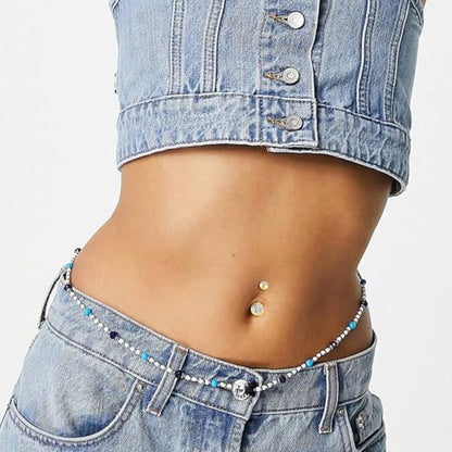 5 Pcs Gold Belly Button Ring, Stainless Steel Dangle Belly Button Piercing, Hypoallergenic Body Dainty Dangling Navel Piercing Jewelry for Women, Cute Small Short Navel Piercings Rings