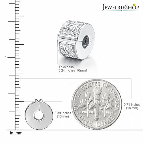 JewelrieShop Clip Spacer Charm for Bracelet Clip Lock Stopper Bead Spacer European Openable Beads 2pcs - color: #09S x 2 Pieces