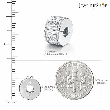JewelrieShop Clip Spacer Charm for Bracelet Clip Lock Stopper Bead Spacer European Openable Beads 2pcs - color: #09S x 2 Pieces