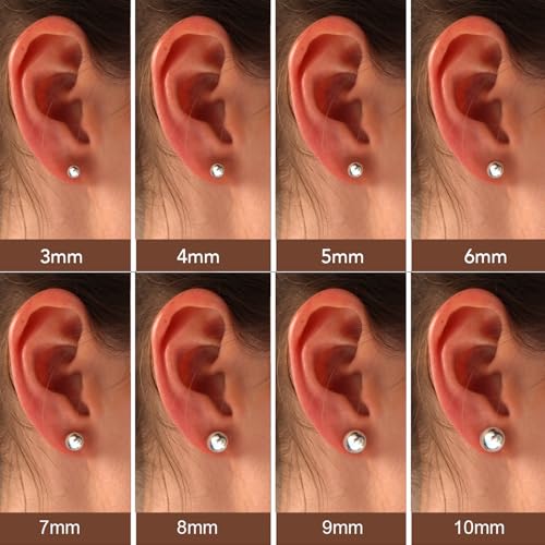 Charmsy 925 Sterling Silver Ball Post Stud Earrings for Women | Round Hammered Lightweight Disco Classic Ball Stud Earring for Women Teen | Sizes 3mm-11mm - style: 3mm-Classic