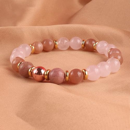 KSQS Healing Stone Bead Bracelet for Women, Natural Gemstones Balance Protection Bracelet, Spiritual Crystal Beads Bracelet Anxiety Relief with Meaning Card - color: Attract Love