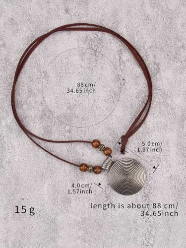 Bohemian Necklaces for Women Long Leather Necklace with Large Pendant Chunky Boho Hippie Jewelry Pendant Chocker Necklace - style: Womens Bohemian Necklaces