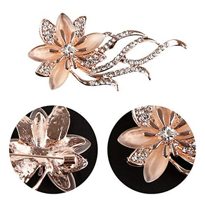 Pearl Diamond Brooch Pins for Dress Sweater Scarf, Wedding Party Decoration Birthday Christmas Gift - style: Orchid