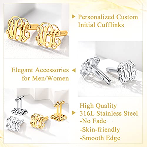 Custom4U Custom Photo Cufflinks for Men Father of the Bride Gifts - color: E-Monogram-Black