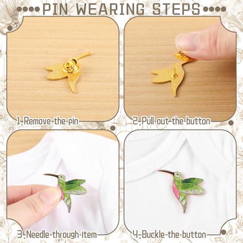 24/48 Pcs Bird Enamel Brooch Colorful Bird Lapel Pin Animal Brooches Cute Lapel Pin for Women Jewelry Pin Dress Accessories Mother's Day Birthday Gift - style: Hummingbird