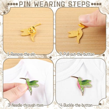 24/48 Pcs Bird Enamel Brooch Colorful Bird Lapel Pin Animal Brooches Cute Lapel Pin for Women Jewelry Pin Dress Accessories Mother's Day Birthday Gift - style: Hummingbird