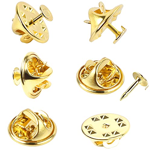 JANYUN 120 Pairs Butterfly Clutch Tie Tacks Safty Secure Pin Back | Gold Holder Clasp Lock Backings,Replacement with 8mm Length 4mm Width Blank Pin for Brooch Lapel Enamel Craft Making - color: Gold, size: 4mm