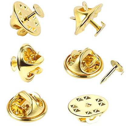 JANYUN 120 Pairs Butterfly Clutch Tie Tacks Safty Secure Pin Back | Gold Holder Clasp Lock Backings,Replacement with 8mm Length 4mm Width Blank Pin for Brooch Lapel Enamel Craft Making - color: Gold, size: 4mm