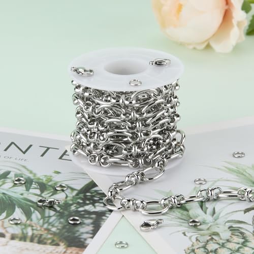 UMAOKANG 2 Meters Stainless Steel Jewelry Chains Bulk Thick Oval Link Chain | Strong Metal Chain for Jewelry Making Men and Women Jewelry DIY Supplies Findings - color: Rolo (Steel)