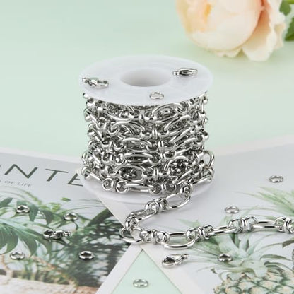 UMAOKANG 2 Meters Stainless Steel Jewelry Chains Bulk Thick Oval Link Chain | Strong Metal Chain for Jewelry Making Men and Women Jewelry DIY Supplies Findings - color: Rolo (Steel)