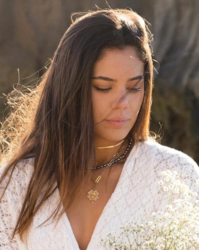 18k Gold Plated Chain Link Necklace for Women, Baroque Pearl/Compass Pendant Necklace - color: Clover