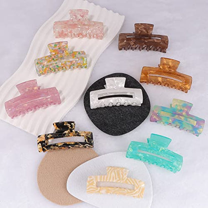 Magicsky 10 Pcs Resin Hair Claw Clips For Women Thick Thin Hair Updos, Long | Acrylic Celluloid Large Claw Clip, Mermaid Pearlescent/Sweet Pink/Marble Pattern, Strong Hold 90s Cute Girls Hair Accessories - color: Multicolor B