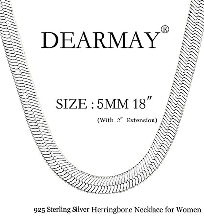 DEARMAY 14K Gold Plated Herringbone Necklaces for Women, Dainty Gold Snake Choker Chain Non Tarnish Trendy Simple Thin & Chunky Options Neckalce 1.5/3/5/6/8mm Chain Jewelry for Gifts - color: SL-5MM 18" Herringbone Necklace