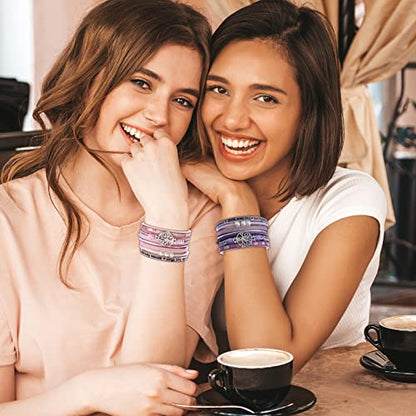 Long tiantian Boho Western Bracelets for Women Leather Wrap Bracelets Turquoise Bracelet Western Jewelry Country Concert Outfits - color: beach bracelets for women（pink）