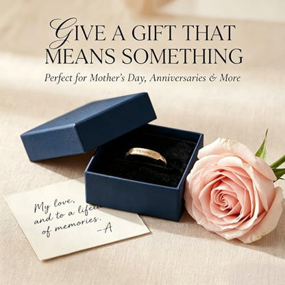 Custom Ring for Women 925 Sterling Silver Name Rings Personalized Initial Ring Engraved Stackable Letter Ring Christmas Birthday Gifts For Mom Grandma Sisters Girlfriend - color: Style 4-Gold