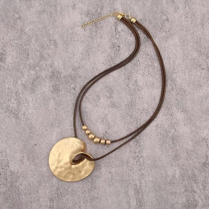 Boho Necklaces for Women Chunky Circle Necklace Bohemian Necklaces | Chunky Boho Necklace for Women Layered Boho Circle Leather Choker Necklace Long Vintage Necklaces Bohemian Jewlery Gifts - style: Bohemian Style Necklaces